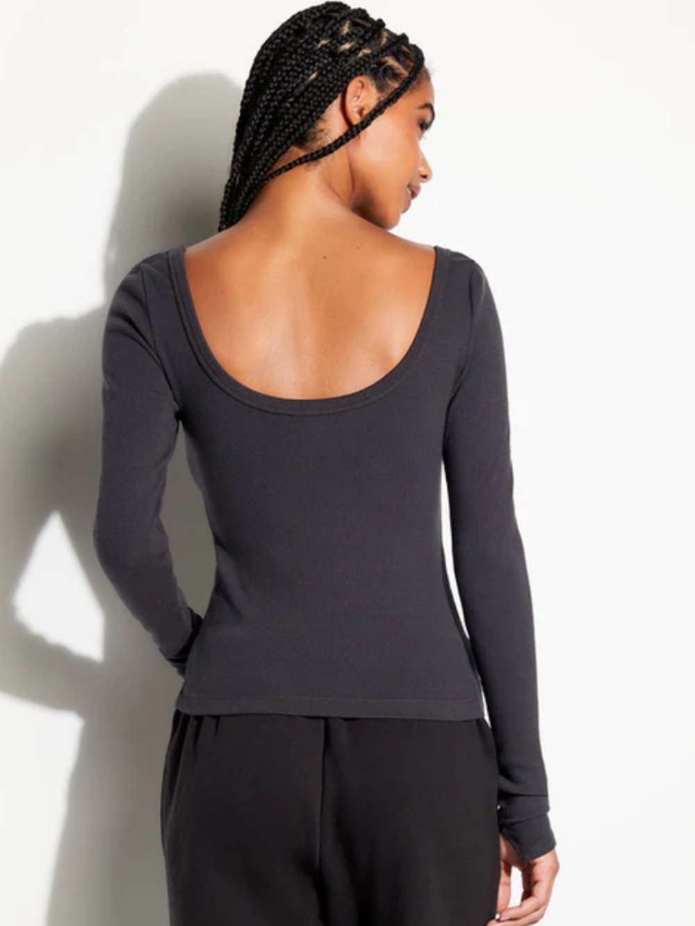 Spiritual Gangster Chrissie Ribbed Long Sleeve Top RED